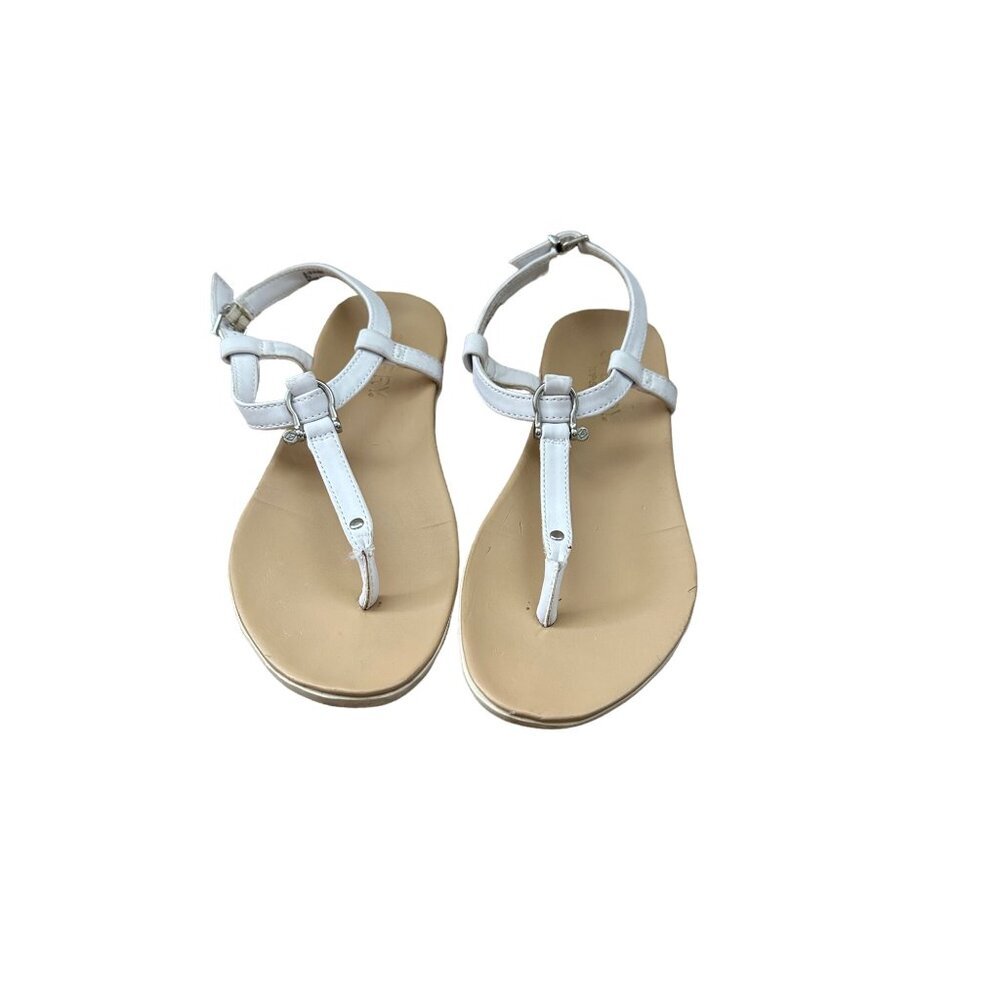 Sperry Top-Sider Saltwater Buckle Sandals 6M White Leather Thong Sandals 6M